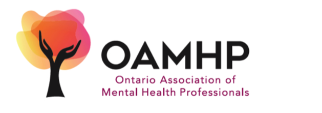 Logo for the Ontario Association of Mental Health Professionals (OAMHP) featuring a stylized tree with colorful leaves in pink, orange, and yellow.