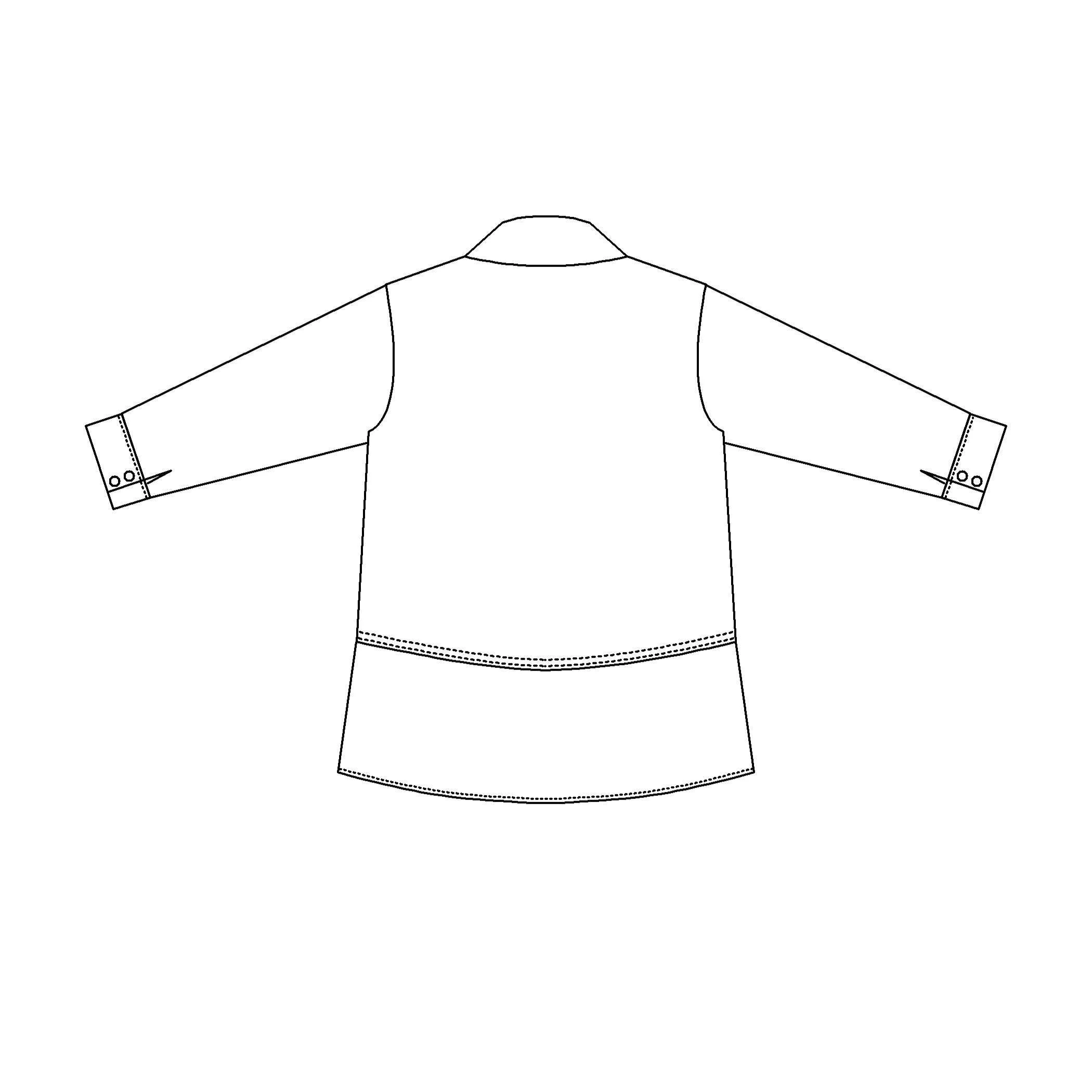 Technische Zeichnung | Rückansicht der Hemdbluse der Kollektion "Disrupted Elegance"