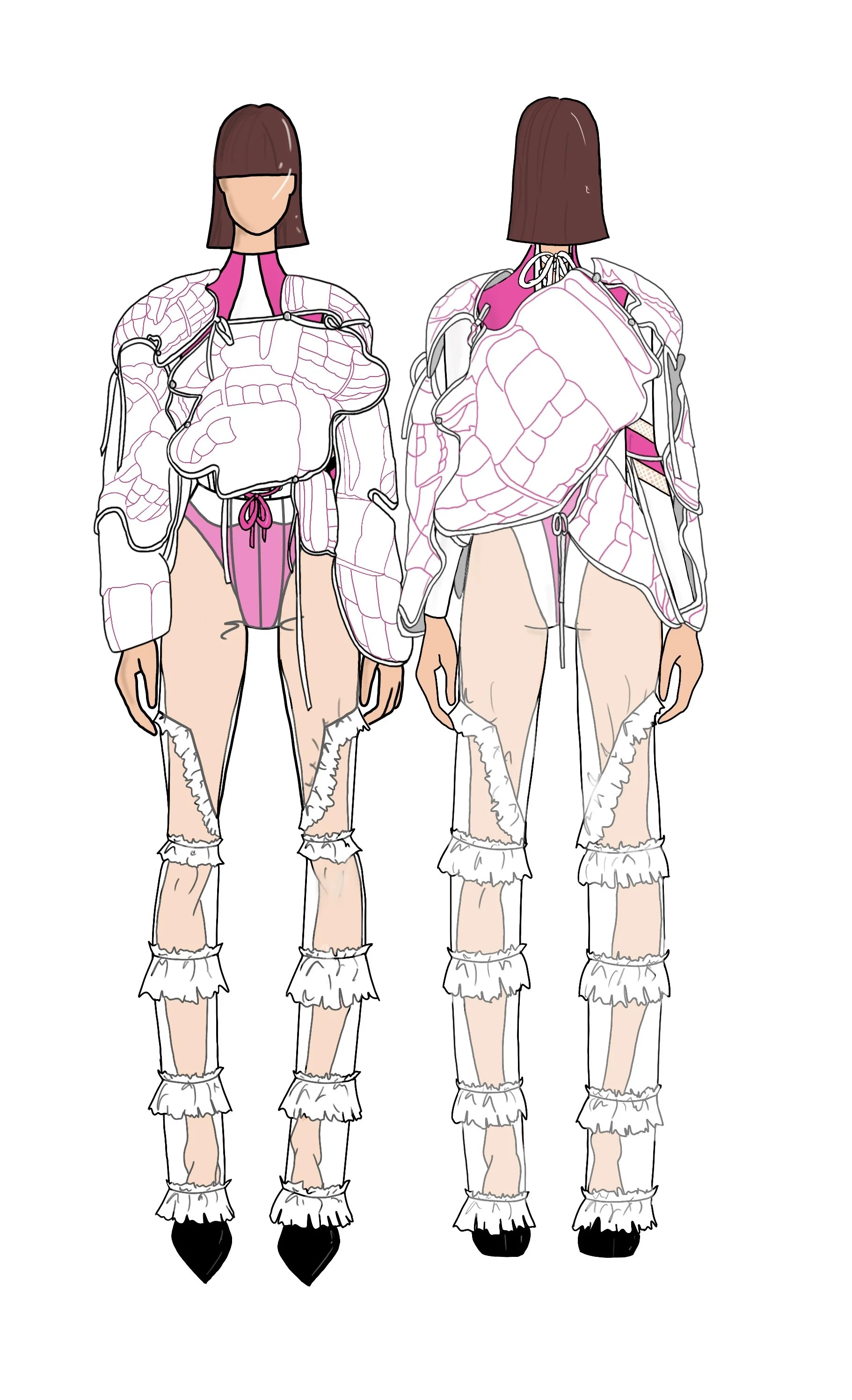 Digitale Modezeichnung | Look 1 des Projekts "Soft Armor"