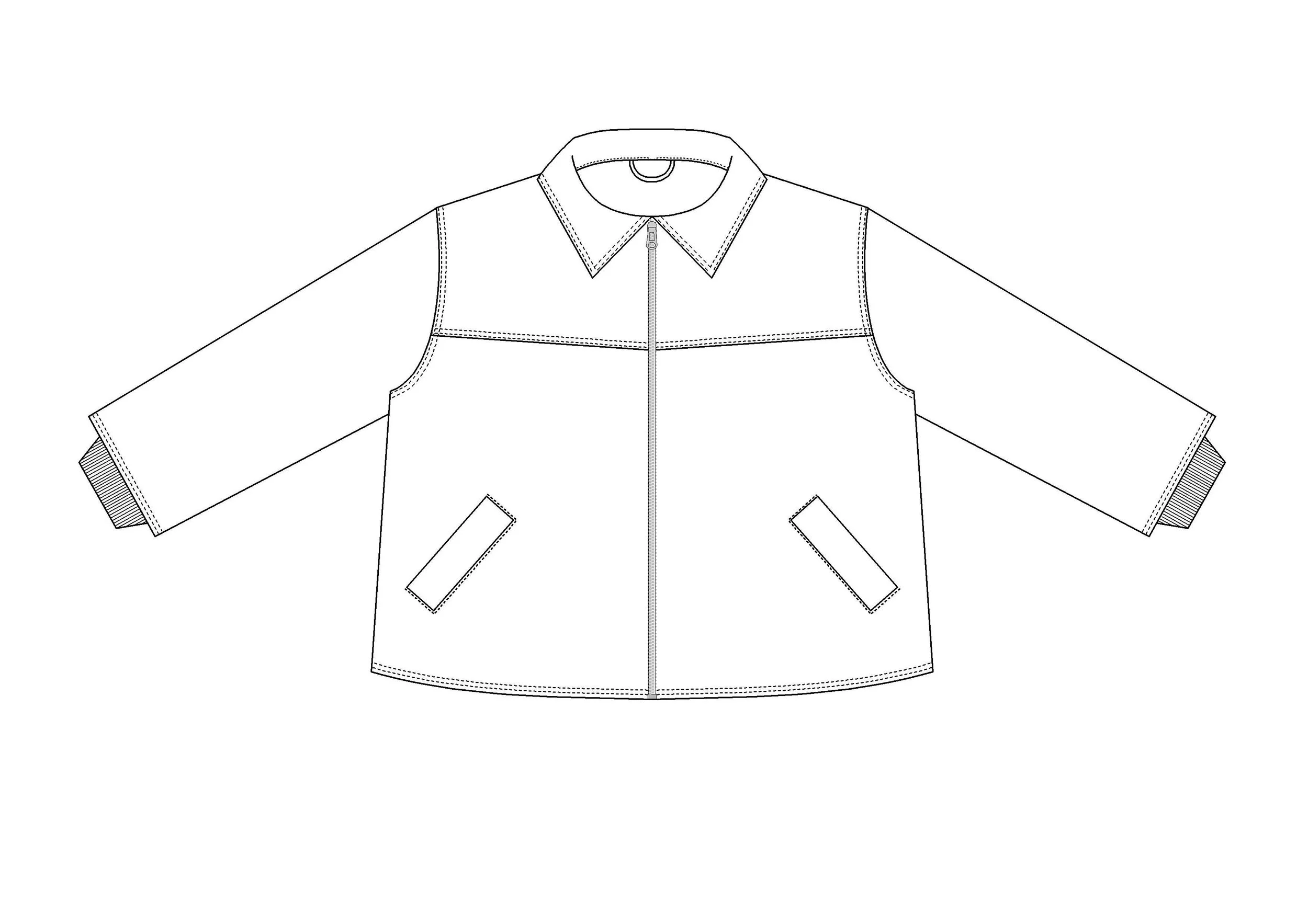 Technische Zeichnung | Frontansicht einer Lederjacke