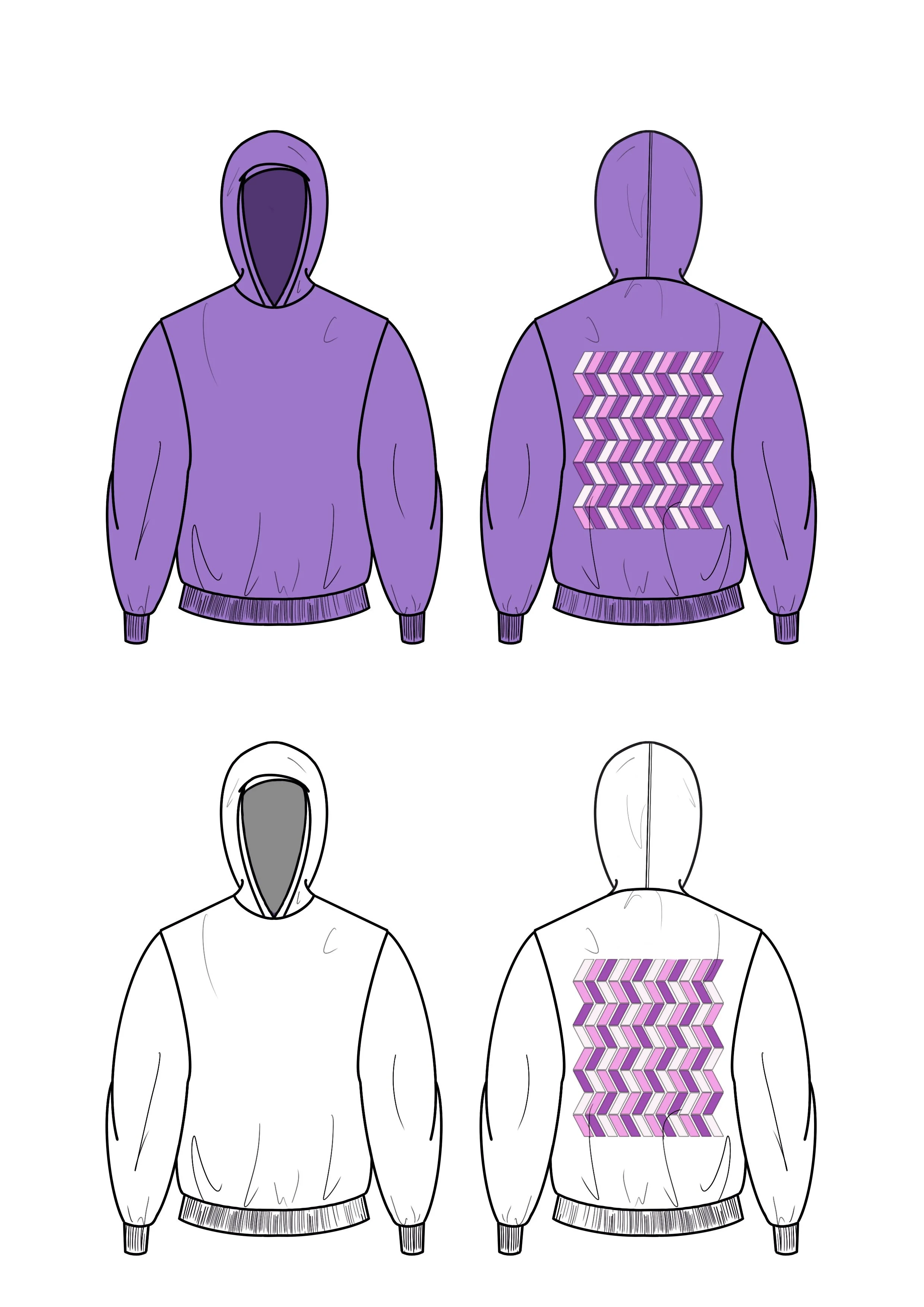 Technische Zeichnung | Oversized Kapuzenpullover des Projekts "Parachutes"