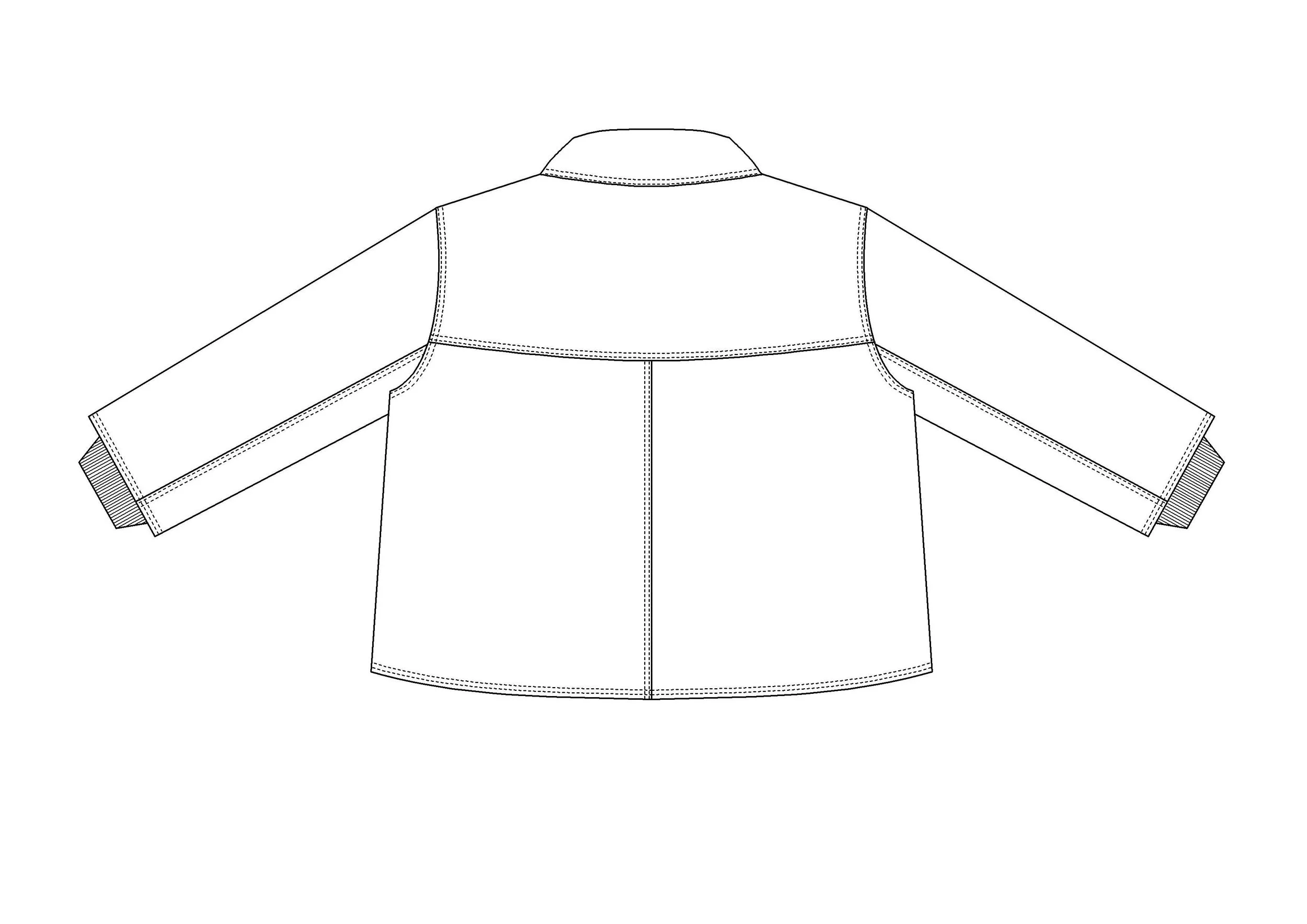 Technische Zeichnung | Rückansicht einer Lederjacke