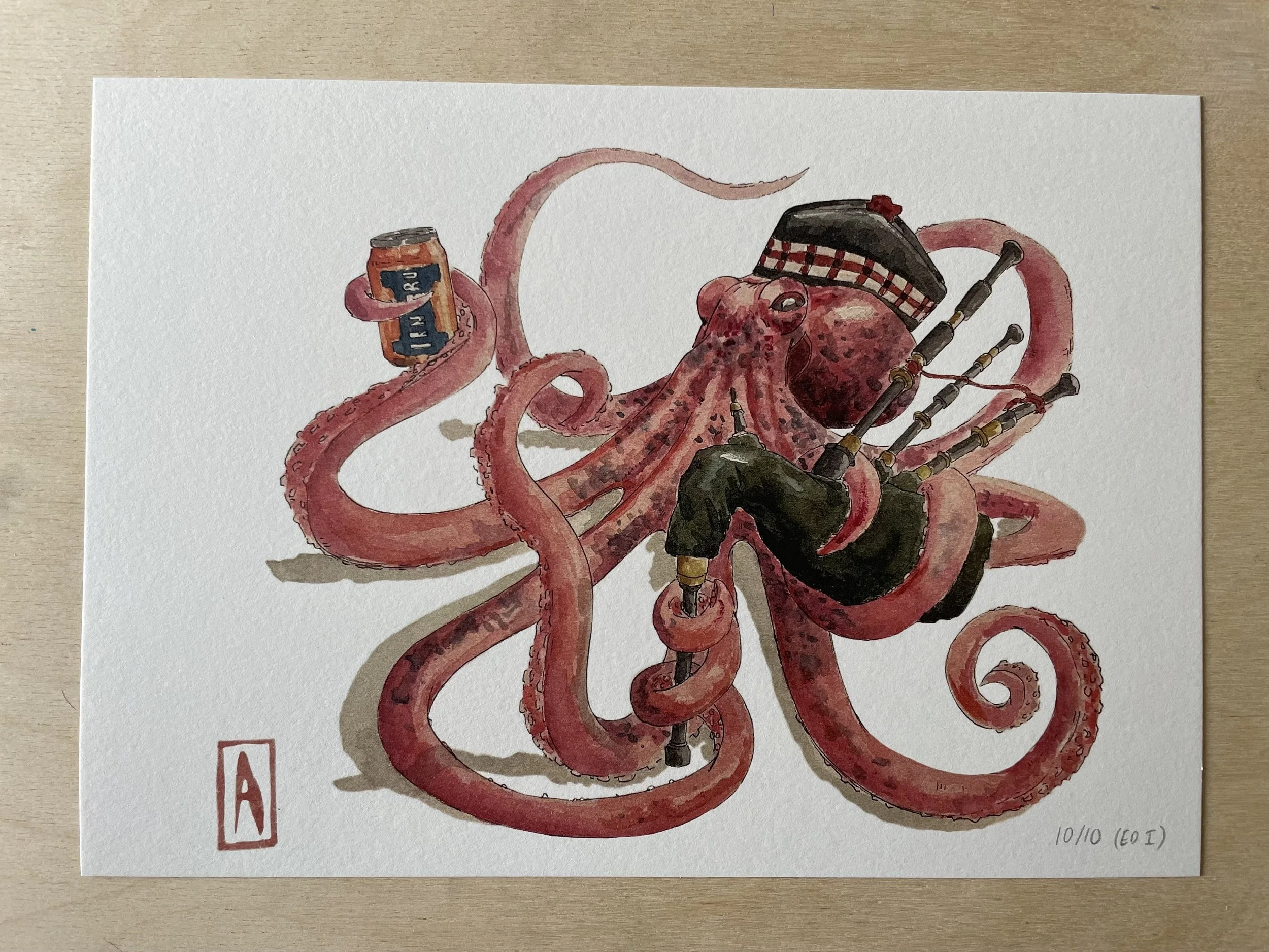 Scottish octopus print (A4)