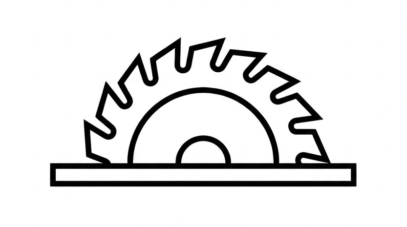 Icona stilizzata di una sega circolare.