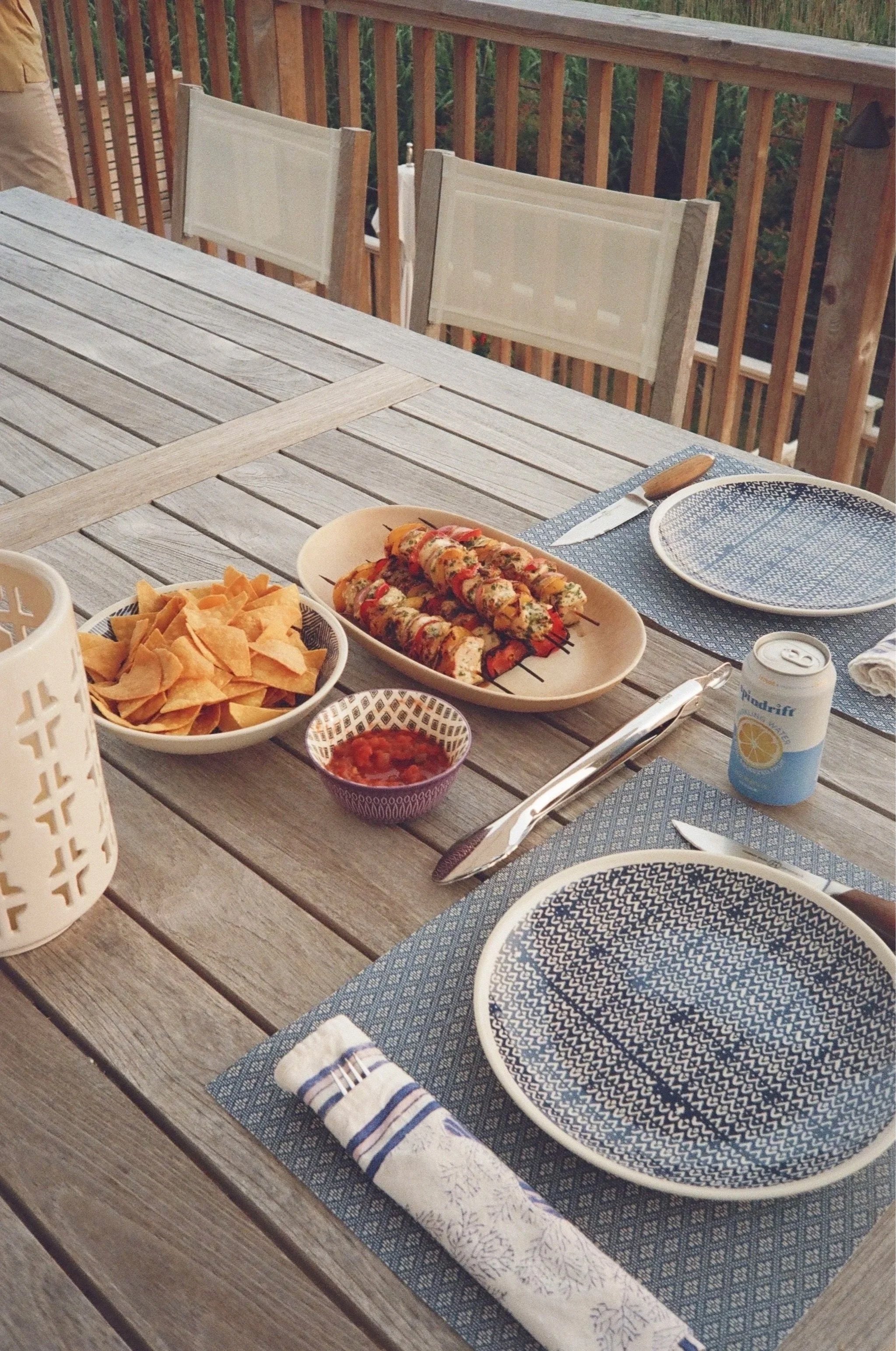 chicken skewers for friends in fire island