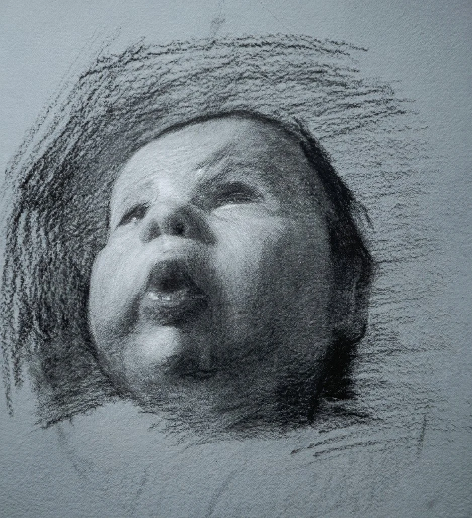 Portrait of my son ın charcoal