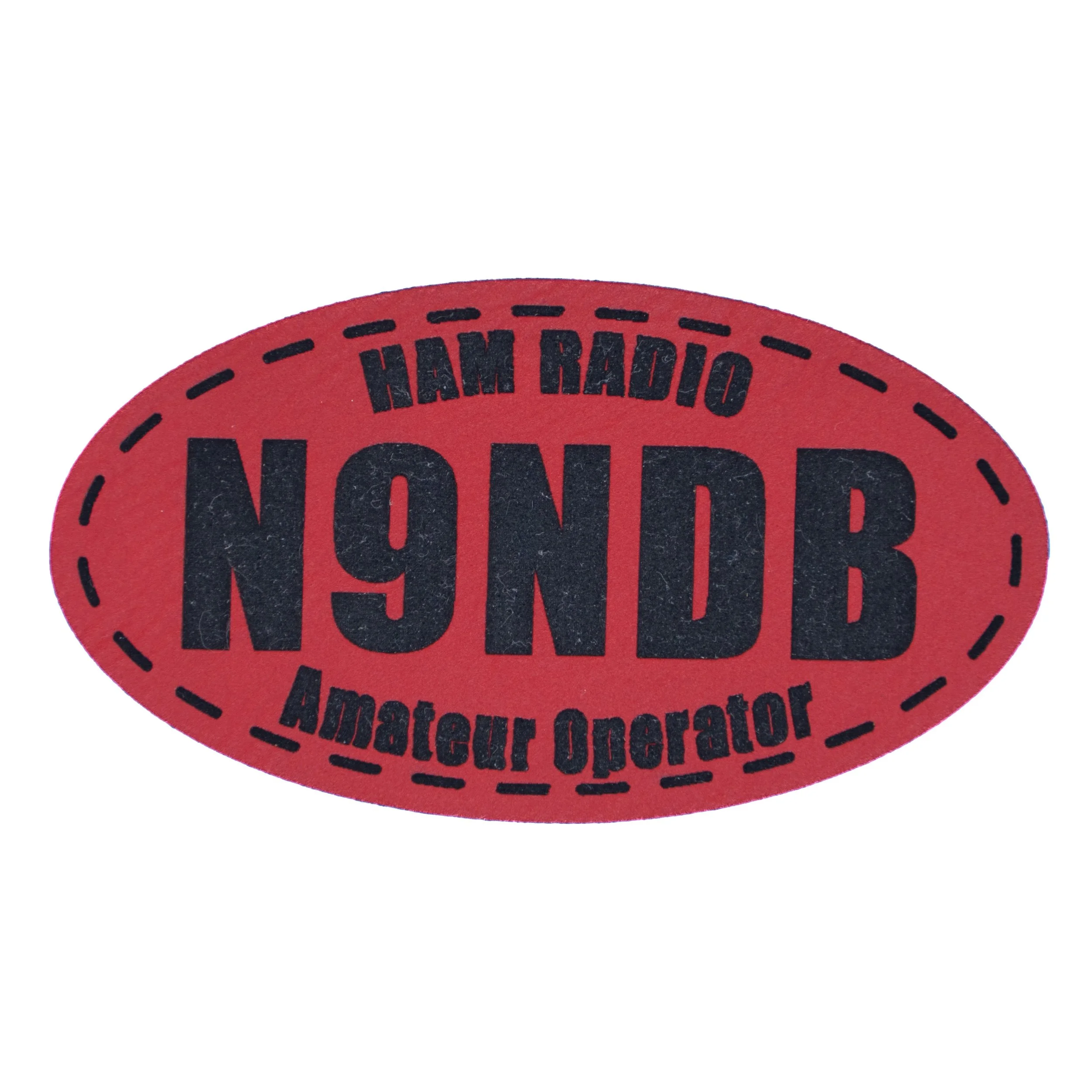 Custom Personalized Laser Engraved Red Oval Leatherette Patch.jpg