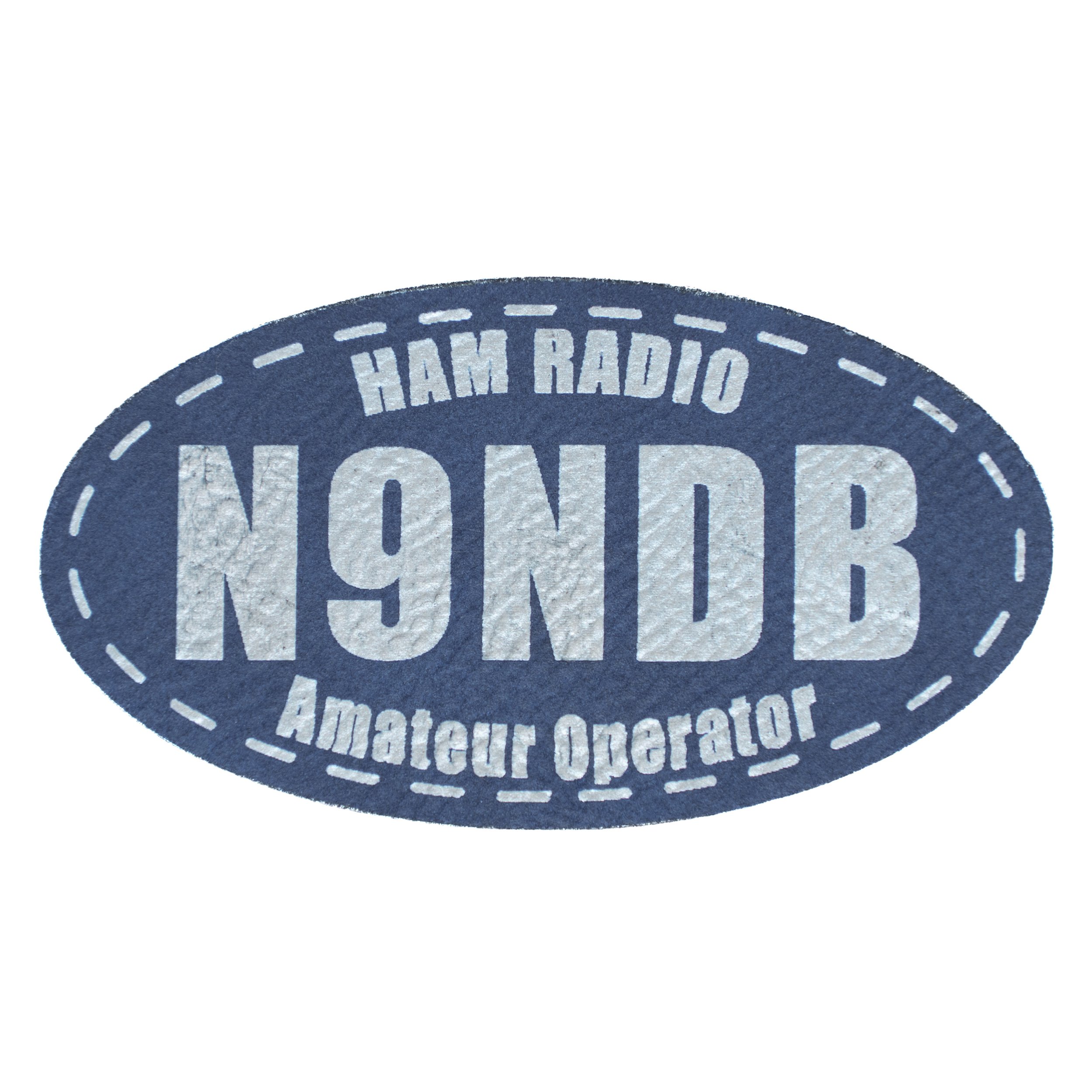 Custom Personalized Laser Engraved Blue and Silver Oval Leatherette Patch.jpg