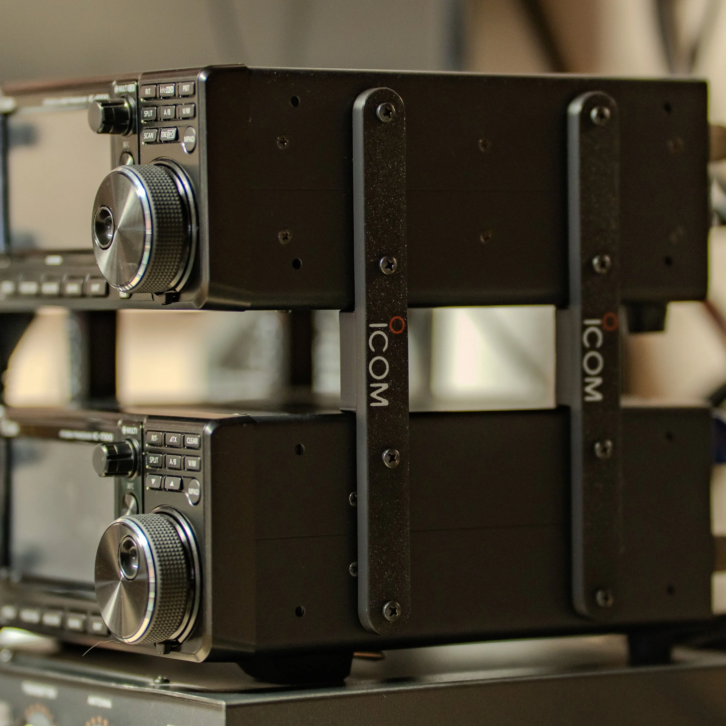 3D Printed Icom Stacking Brackets with Logo