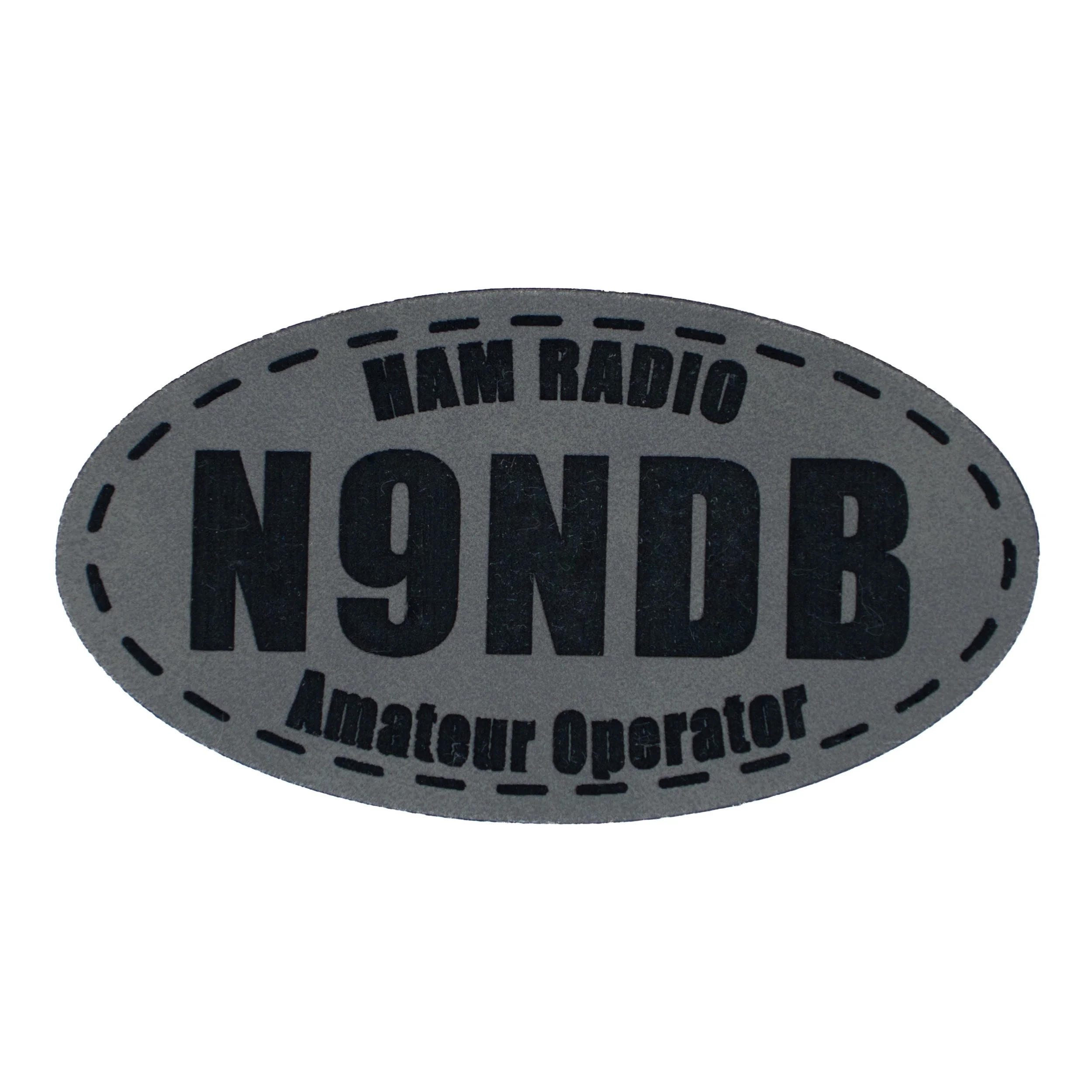Custom Personalized Laser Engraved Gray Oval Leatherette Patch.jpg
