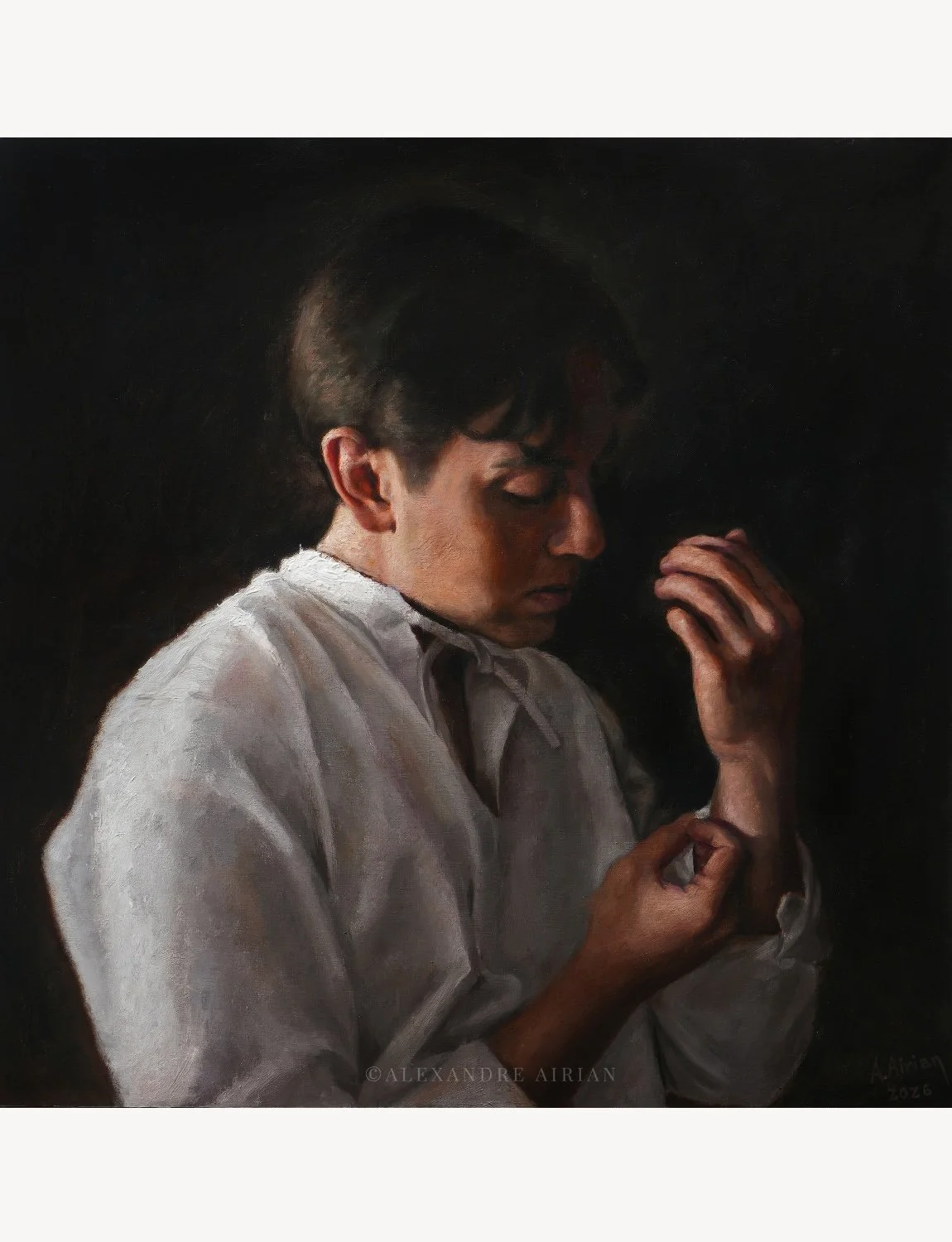 "Getting ready in the morning"
40 × 40 cm (15.7 × 15.7 in)