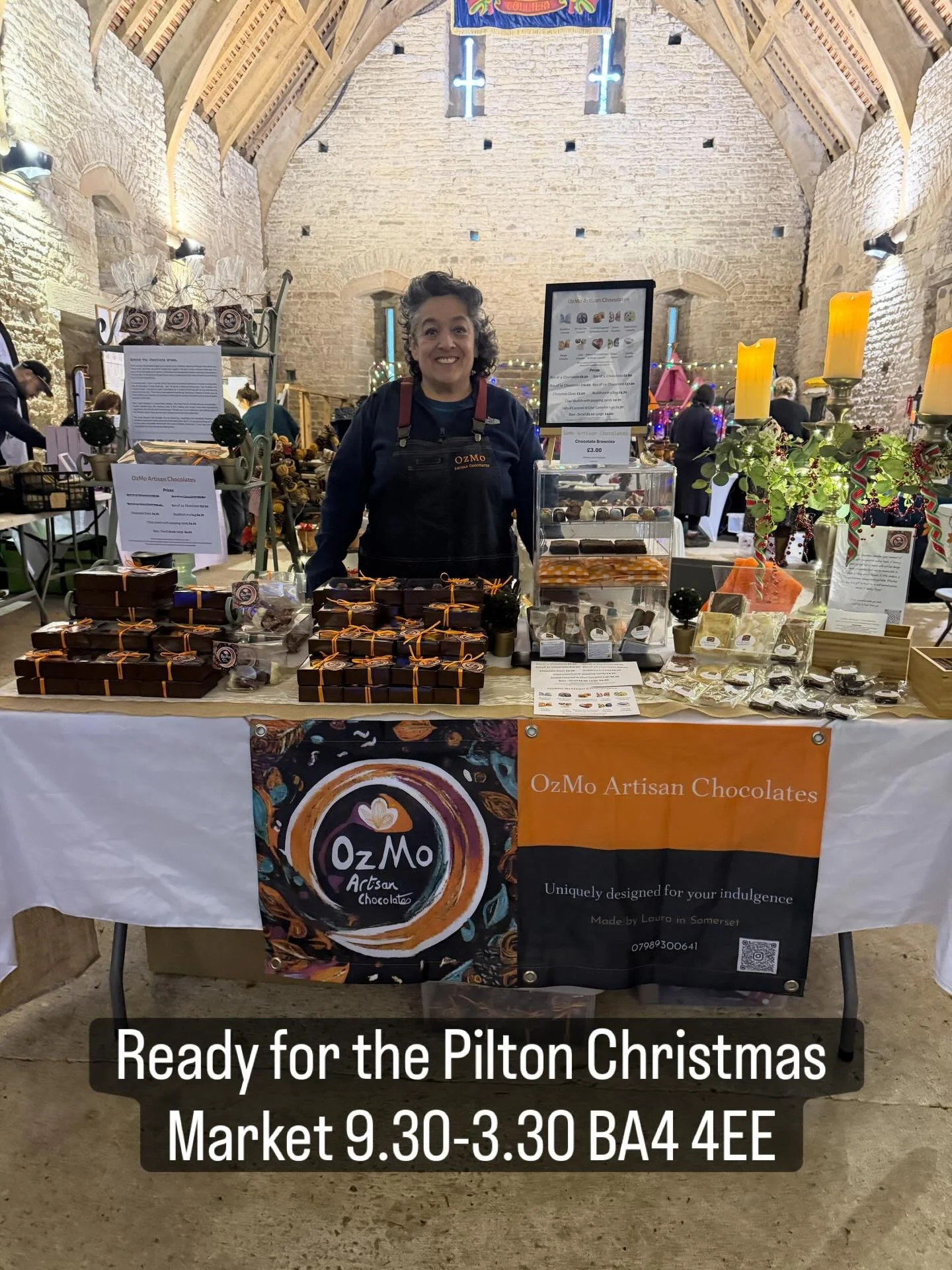 Ready for market day today. Great vibe lots of chocolates for sale do drop by. 
#christmasmarket #pilton #popupchristmas #somersetchocolates