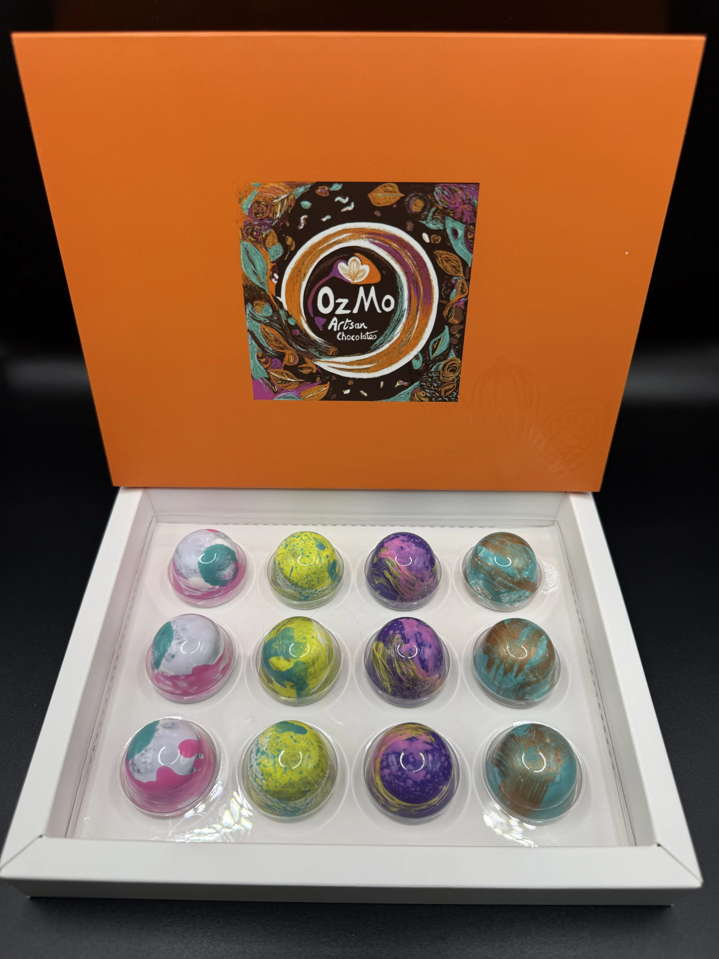 Box of 12 Hand-Painted Chocolates