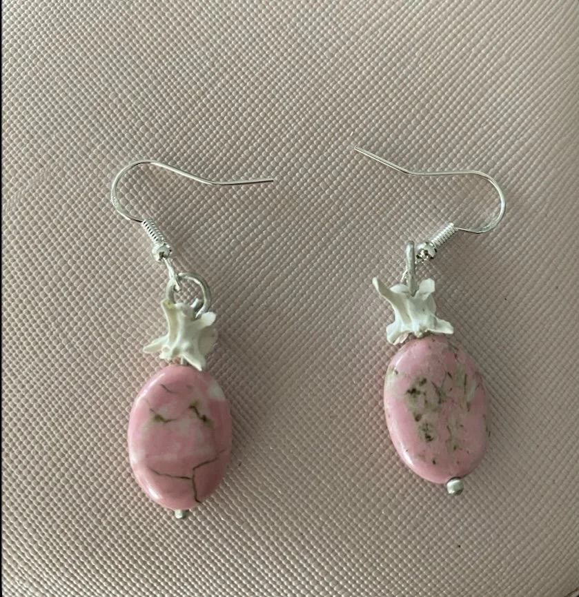 Pink howlite with snake vertebrae