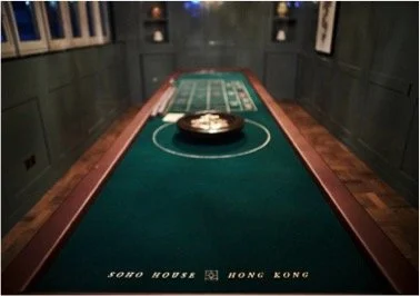 Soho House Hong Kong Monte Carlo themed casino floor for New Year's Eve event