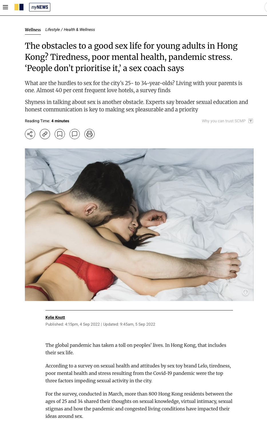 South China Morning Post media coverage of LELO sexual health attitudes research