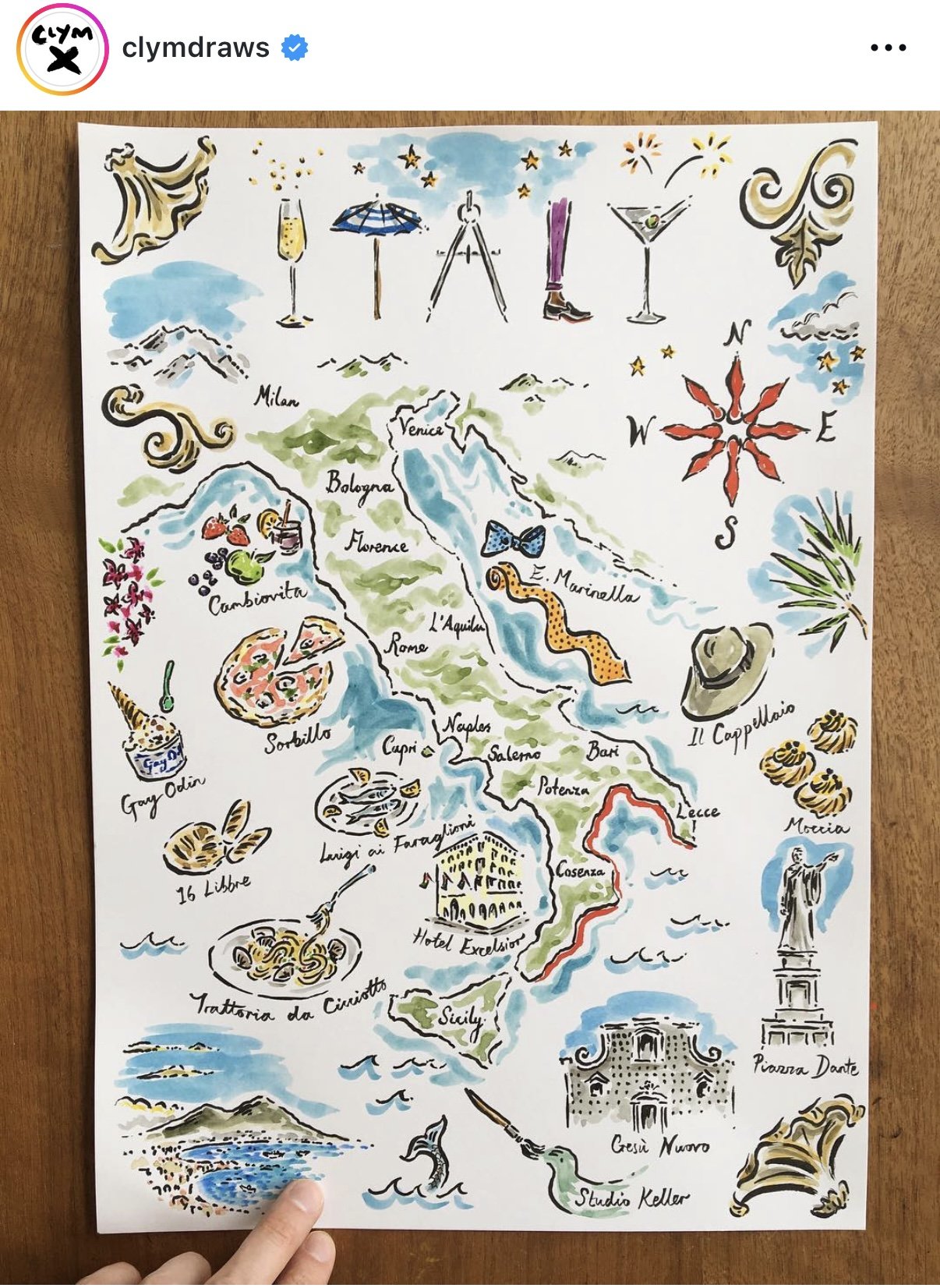 Custom visual identity and illustrations by Clym Evernden for Christian Louboutin Naples press trip