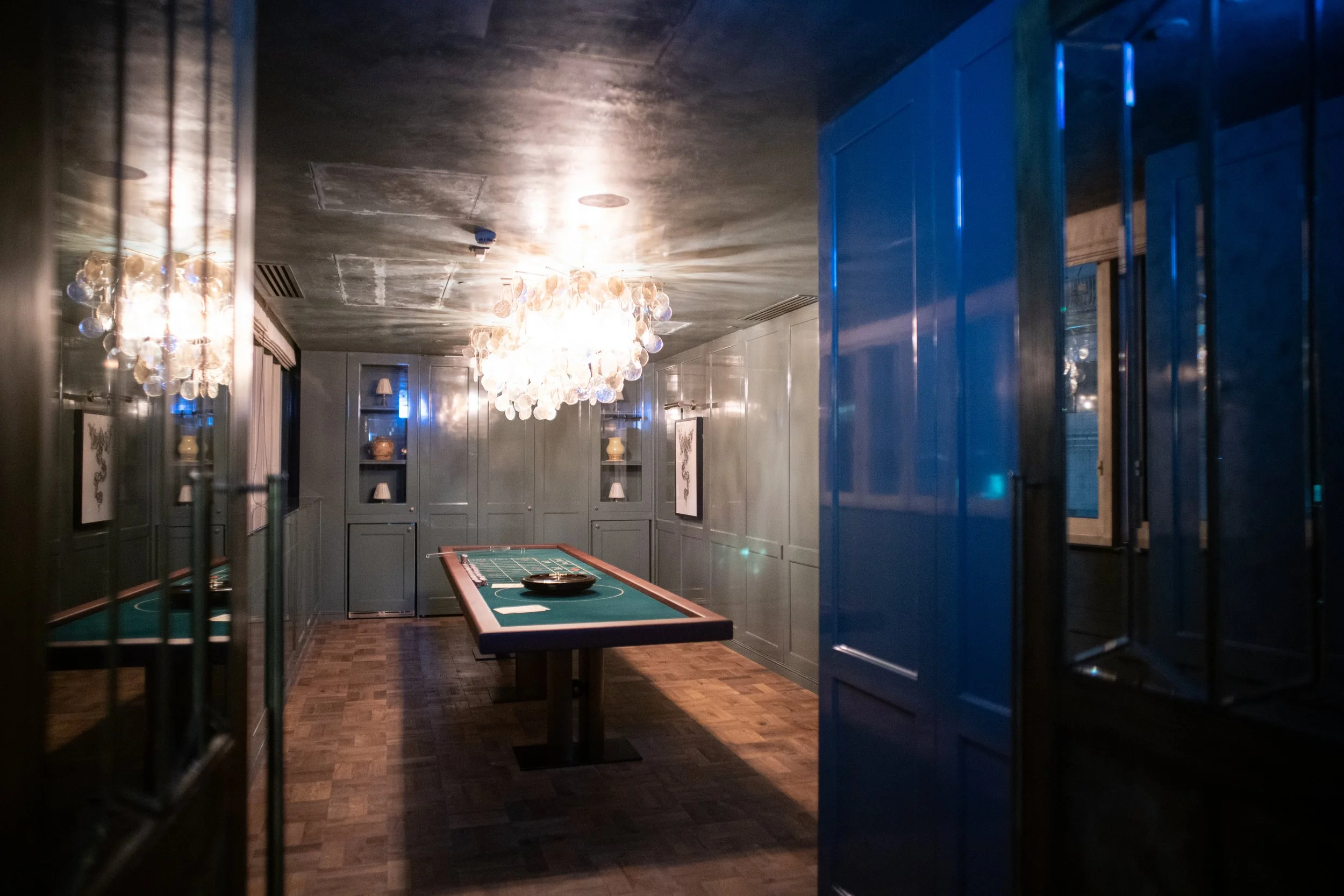 Soho House Hong Kong Monte Carlo themed casino floor for New Year's Eve event
