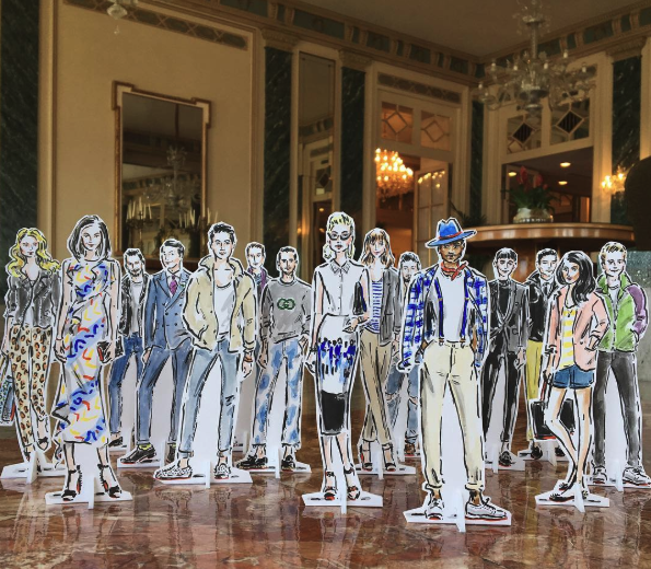 Custom visual identity and illustrations by Clym Evernden for Christian Louboutin Naples press trip