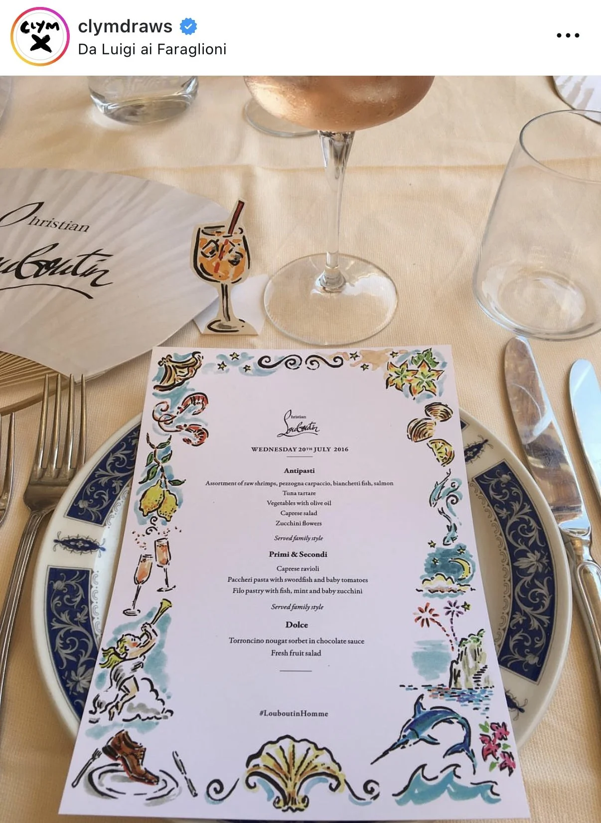 Custom visual identity and illustrations by Clym Evernden for Christian Louboutin Naples press trip