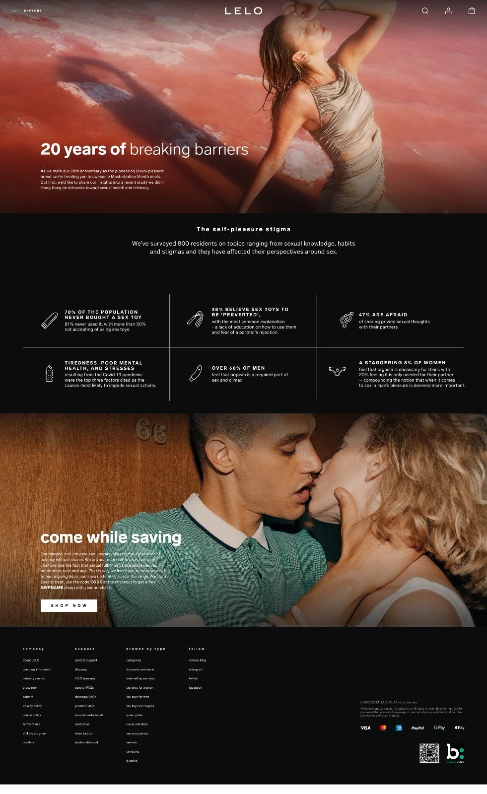 LELO Come Together campaign custom landing page with QR code integration