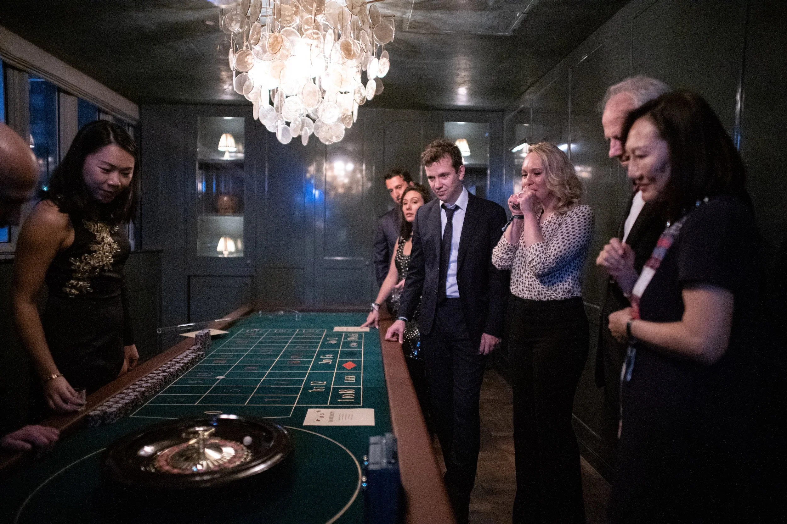 Soho House Hong Kong Monte Carlo themed casino floor for New Year's Eve event