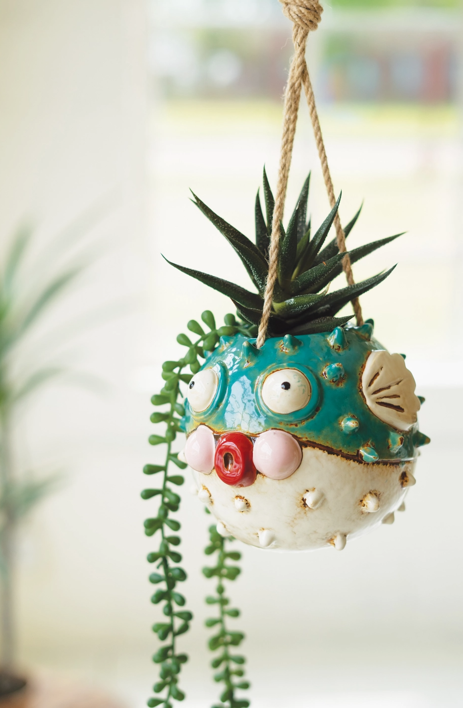 Ceramic Hanging Blowfish Planter