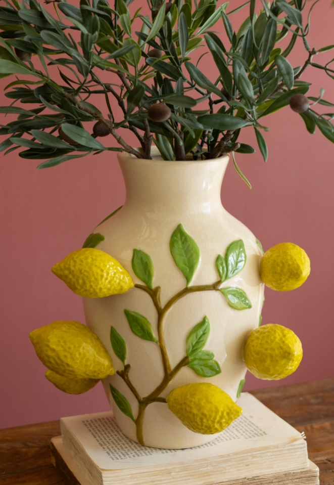 Large Ceramic Lemons Vase