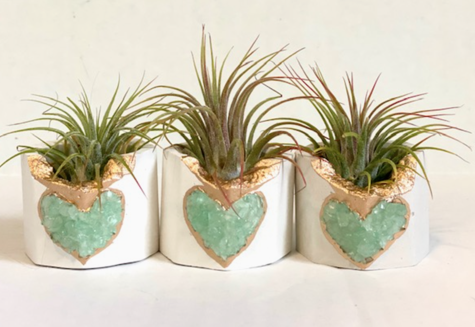 White Heart Geode Planter -Air Plant Holder