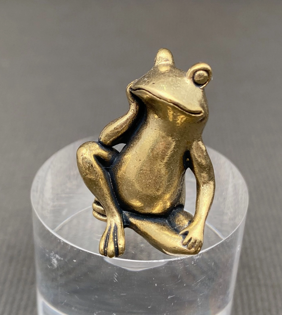 Brass Sitting Frog Crafts Desktop Ornaments Decoration