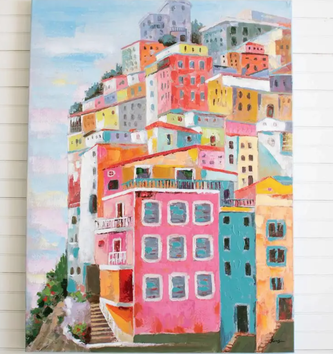 Acrylic Colorful Houses Painting
