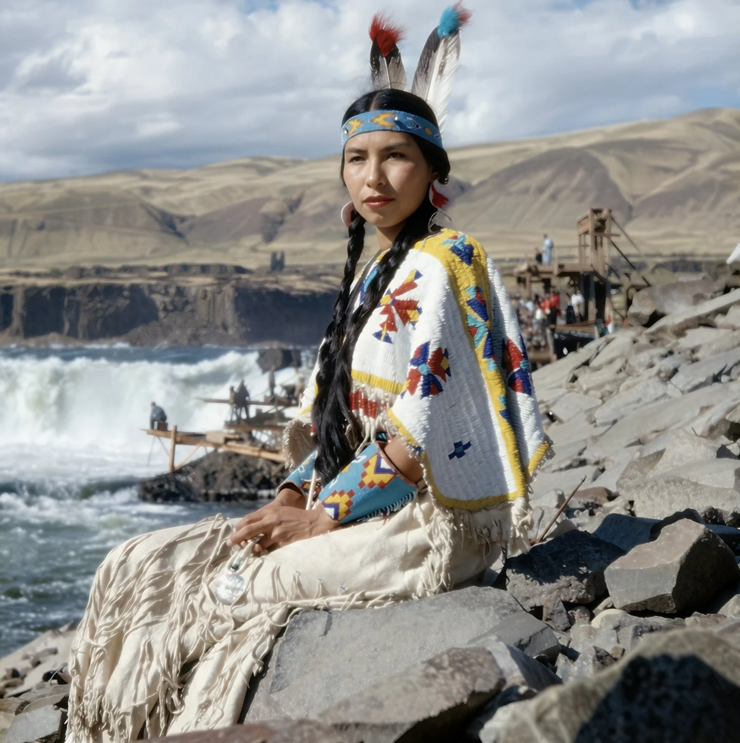 Young Woman at Celilo Falls by Richard Stefani