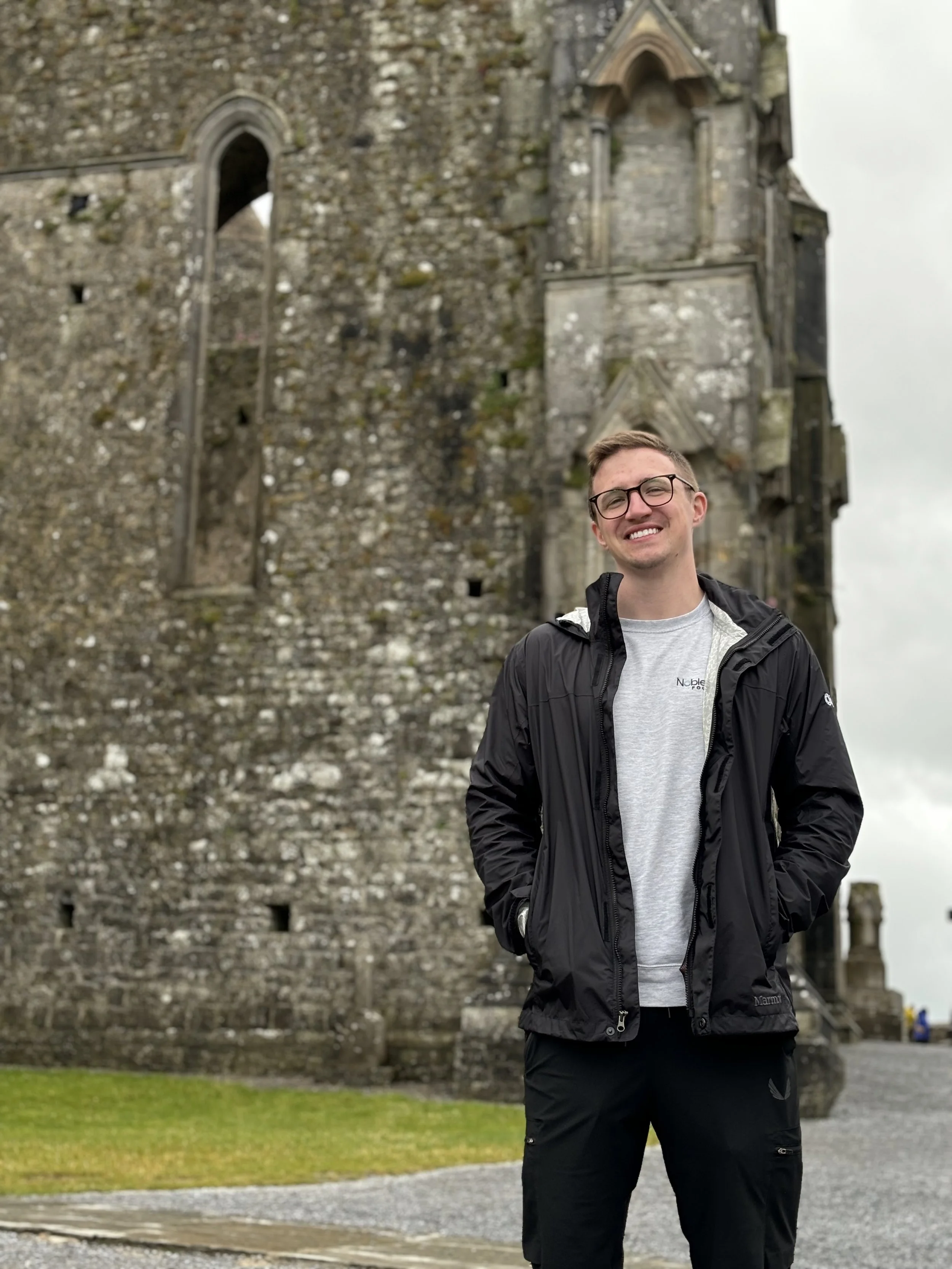 Thomas J. Fewer visiting historic sites during international academic travel.