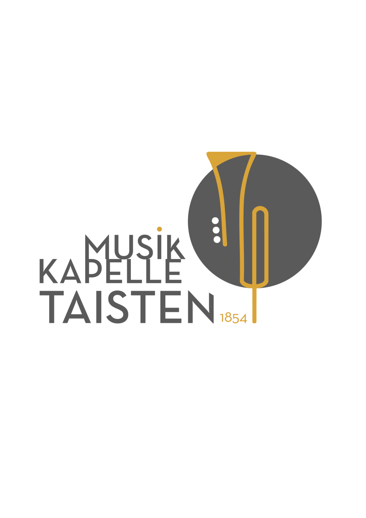 Grafik mit der Aufschrift "Musik Kapelle Tasten 1854" und einer stilisierten Orgelklaviatur im Kreis.