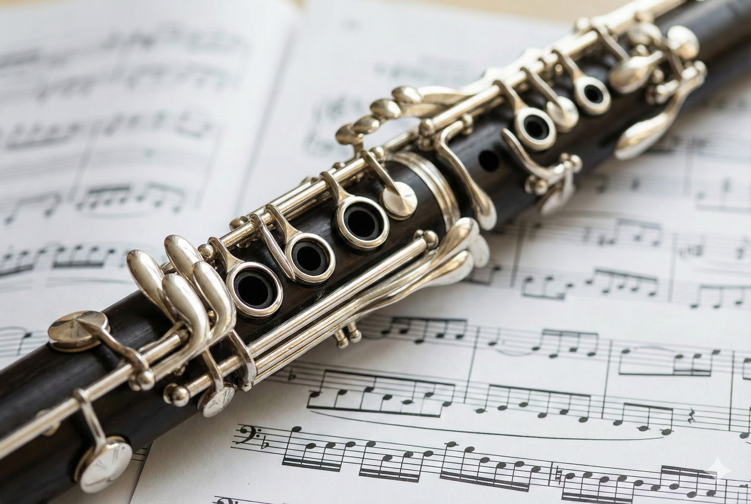 Querflöte auf gezeichneter Notenblatt.