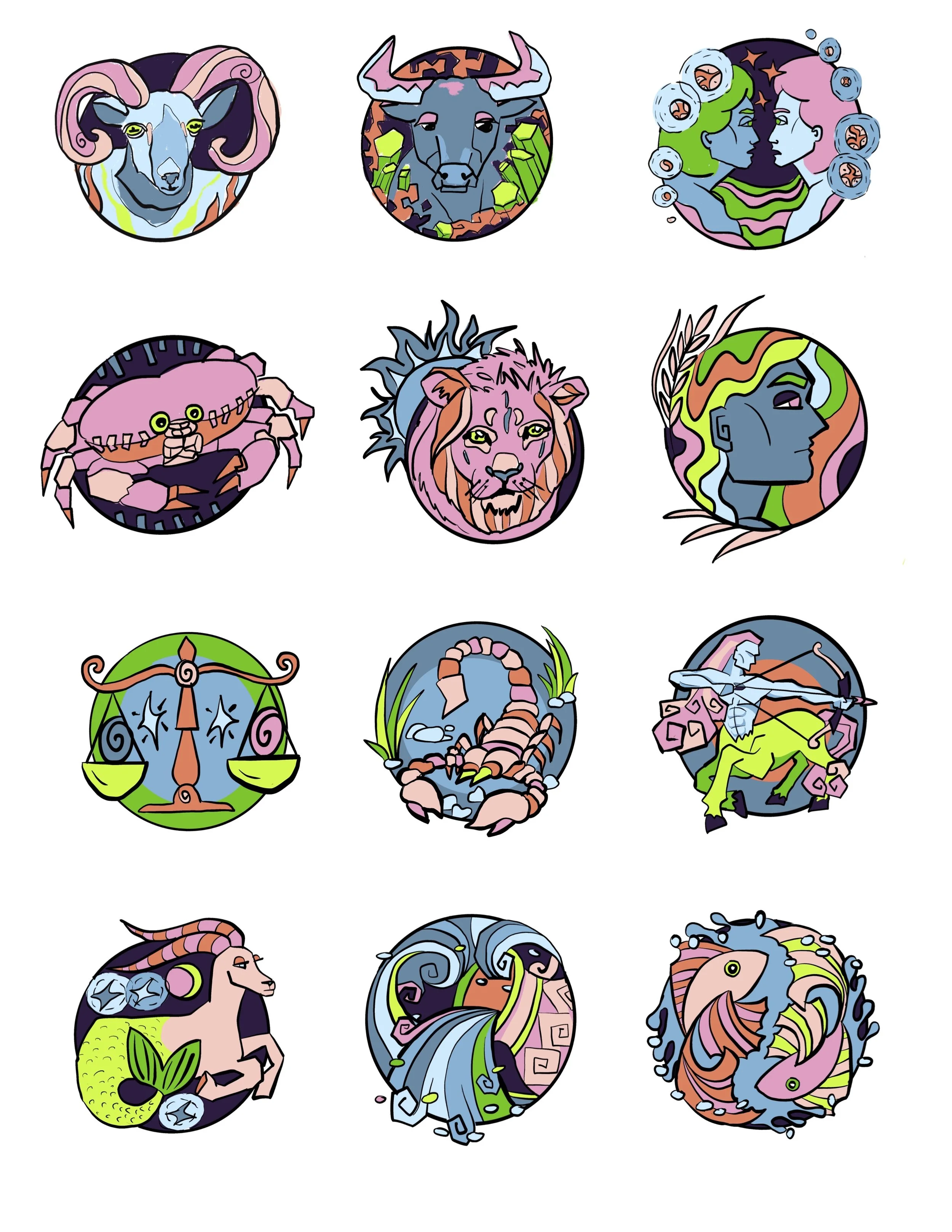 Zodiac signs for Street Spirit Newspaper
