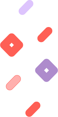 Confetti-like pattern in purple, orange, and peach.