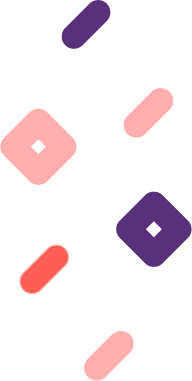 Confetti-like pattern in purple, orange, and peach.