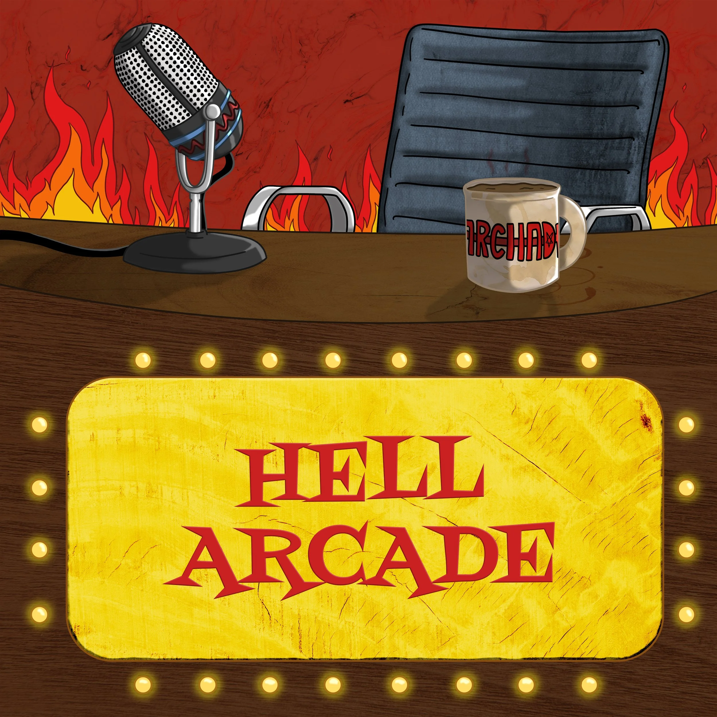 2020 | LTRT | Hell Arcade - Podcast [Illustration & Design by David Flamm]