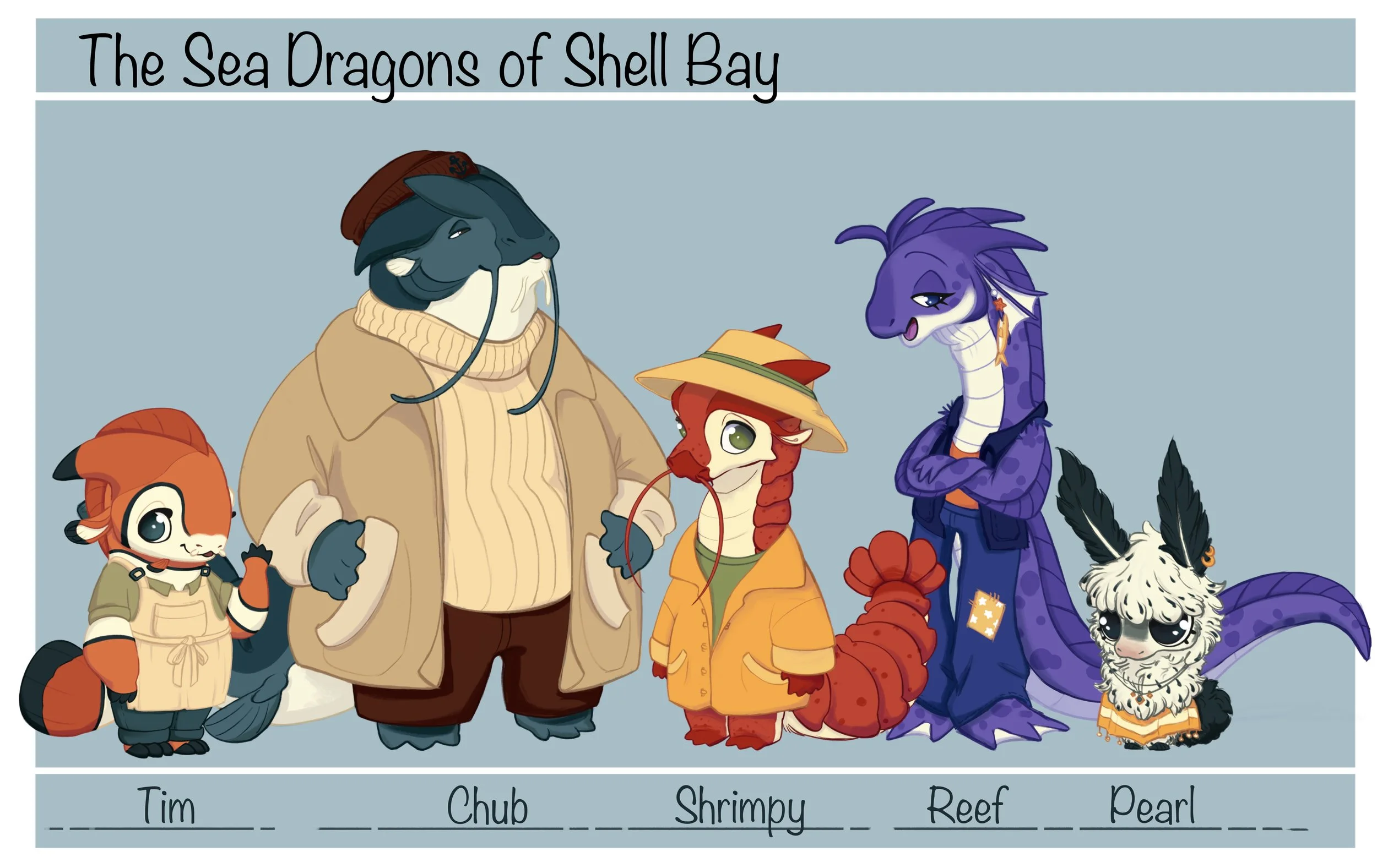 Character Designs for Toy Line - Sea Dragons of Shell Bay