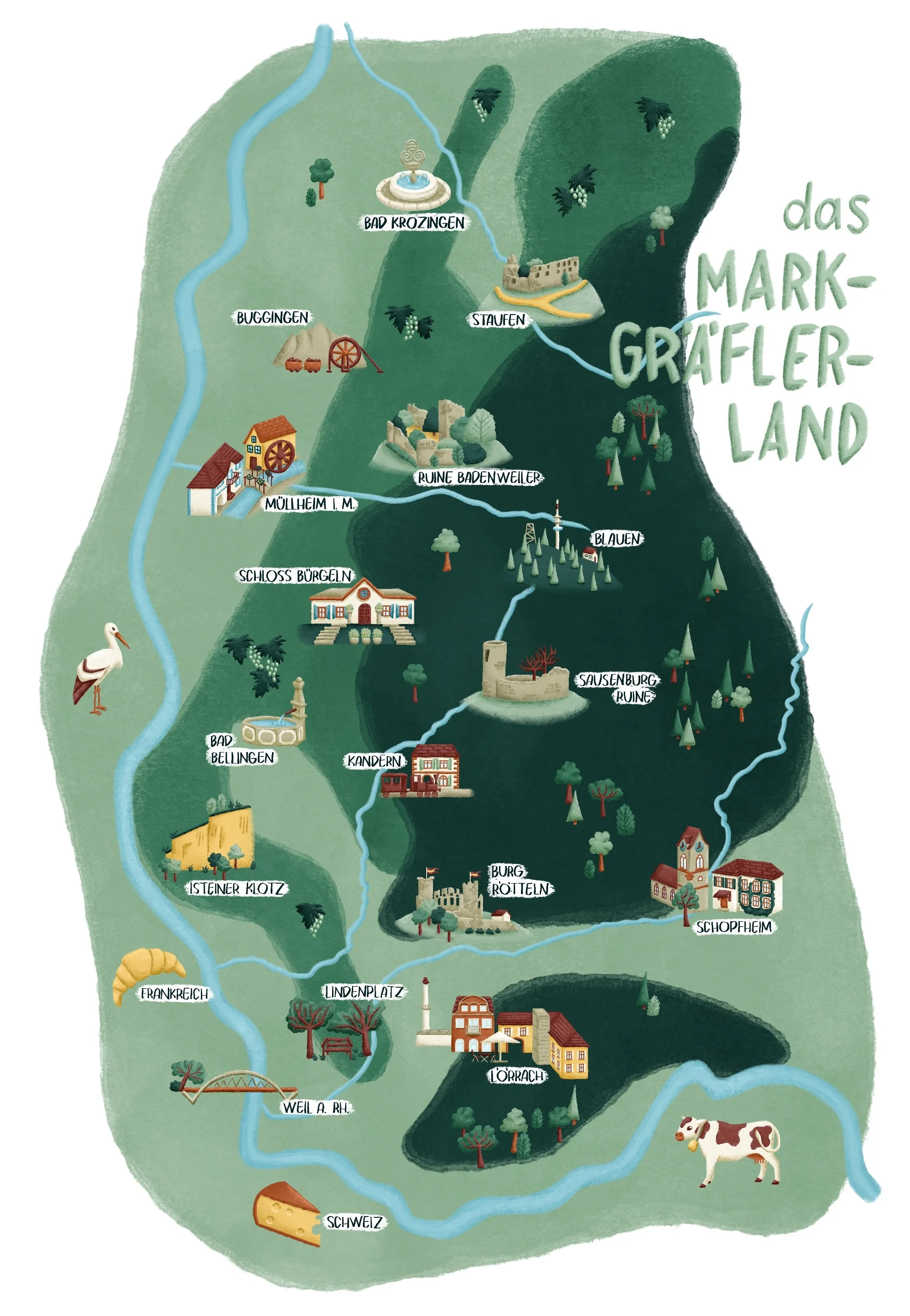 Map of the Markgräflerland