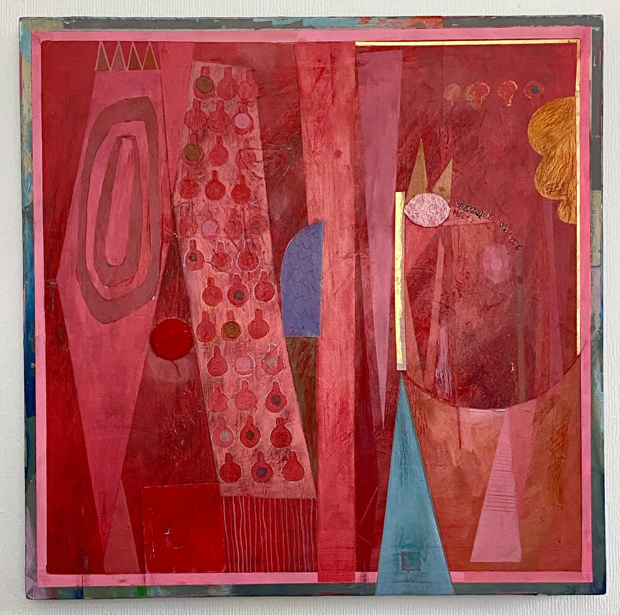 Specular Sublime.
Acrylic paint, embroidery and found objects on wooden board. 60 x 60 x 10cm