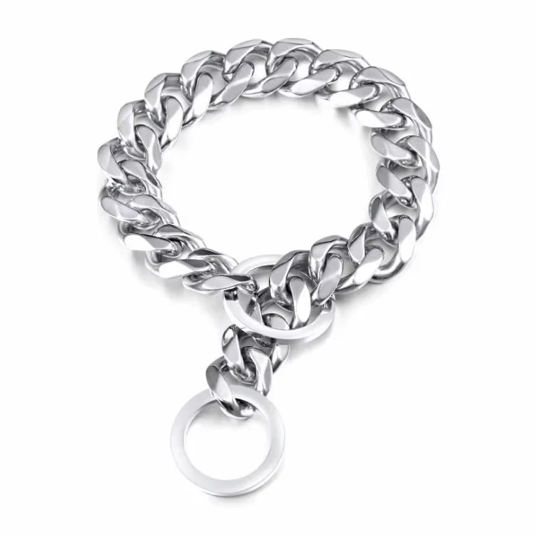 Silver Cuban Link Dog Collar-Slip Chain