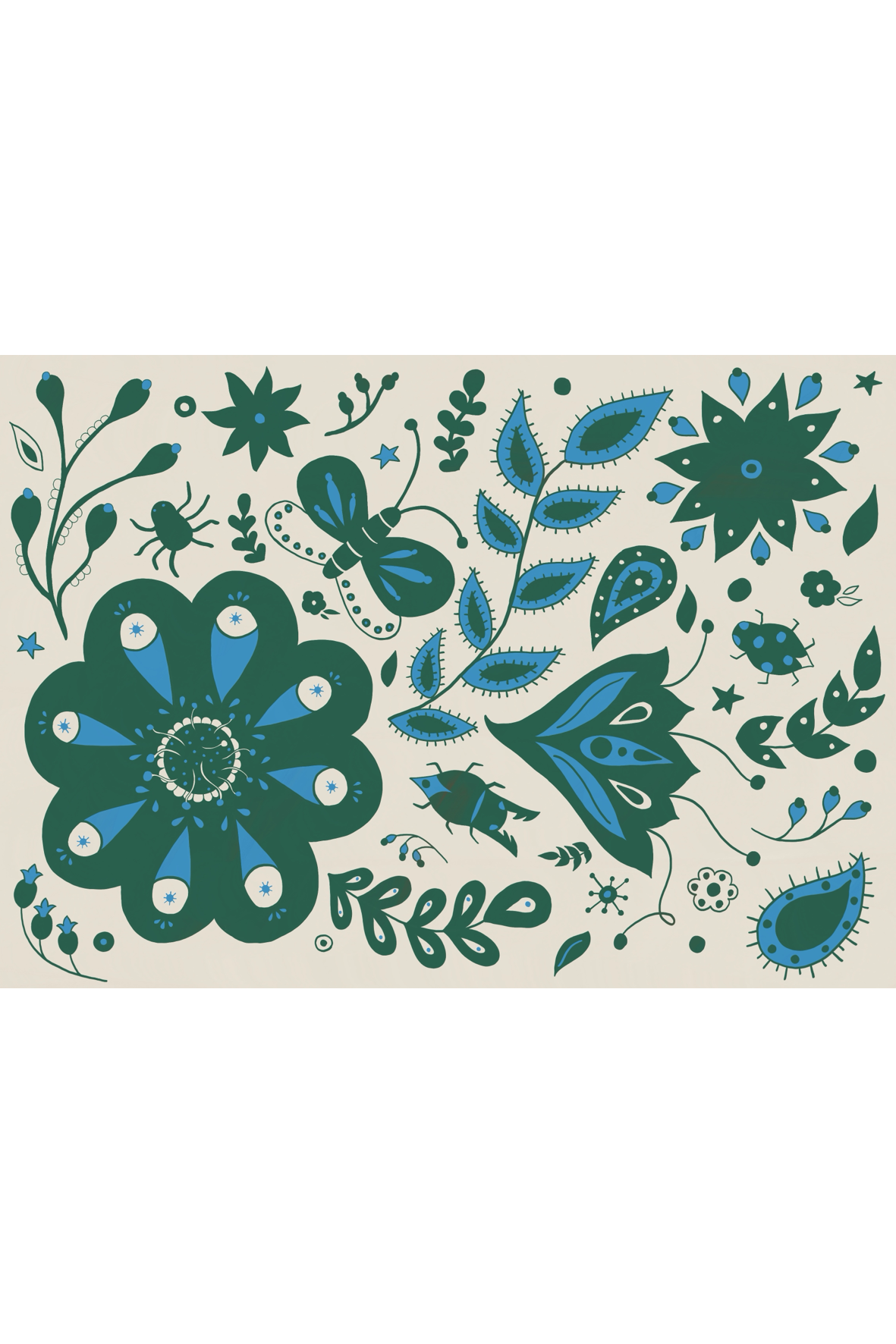 Green Wildflowers Greeting Card