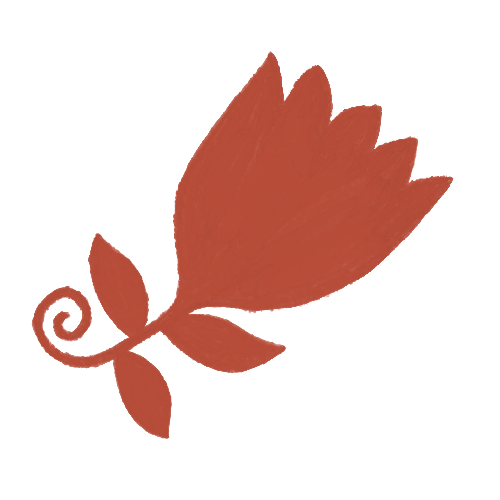 A stylised red flower