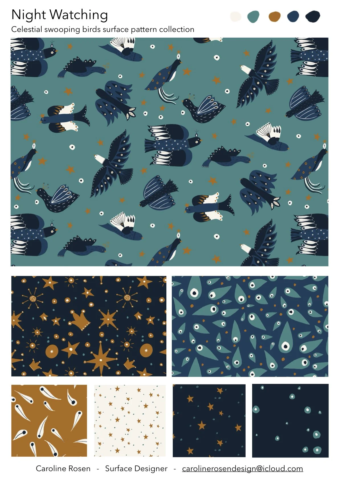 Folk art birds and motifs pattern collection 