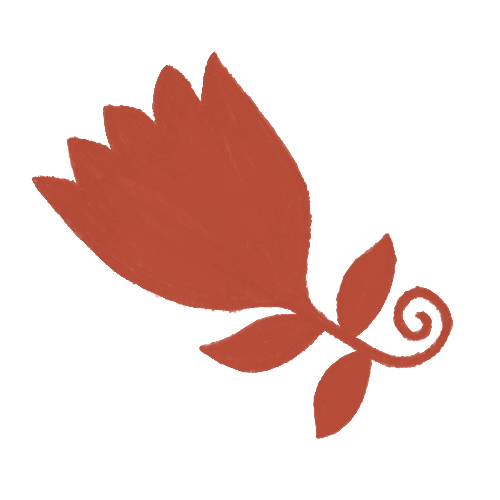 A stylised red flower