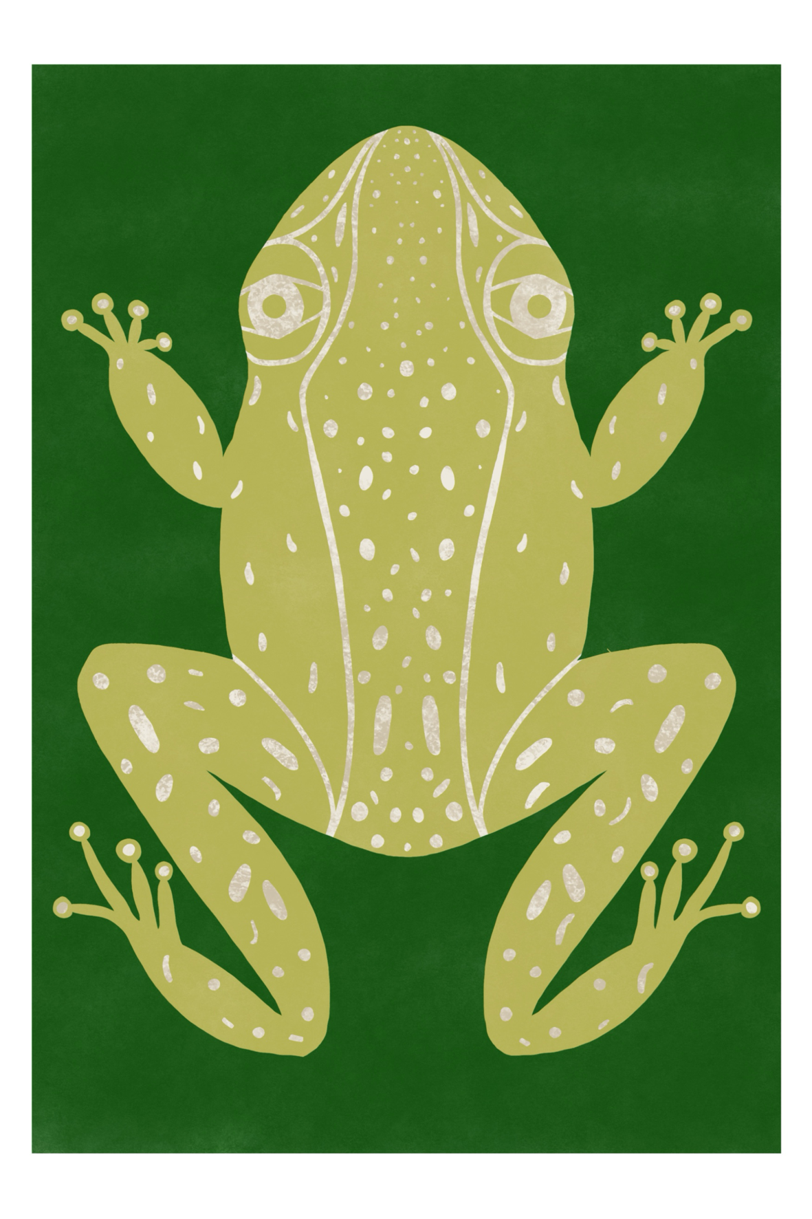 Green Frog Folk Art Print