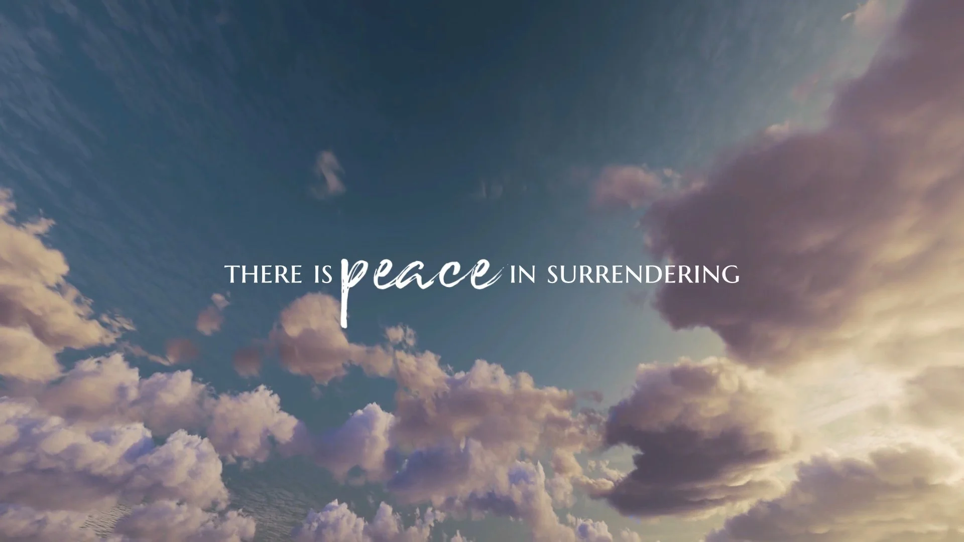 Book trailer video still from the book The Widow Chose Red. With text overlay that says, 'There is peace in surrendering.'