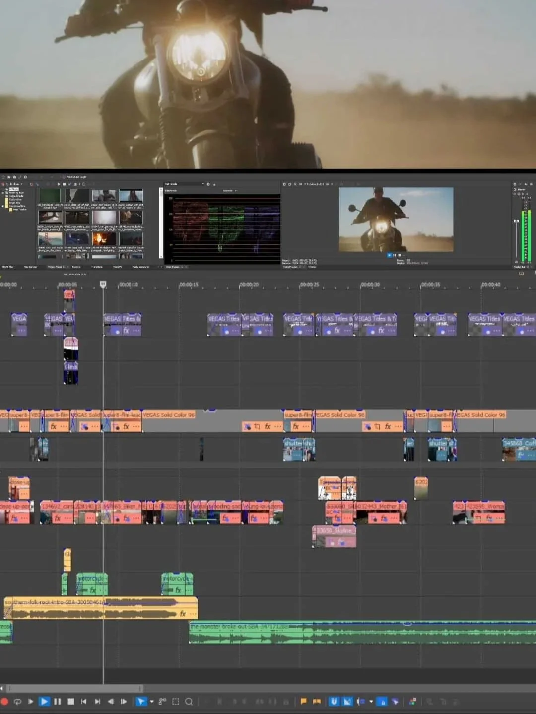 Video editor timeline for the book trailer Betrayal Road by Christine Feehan